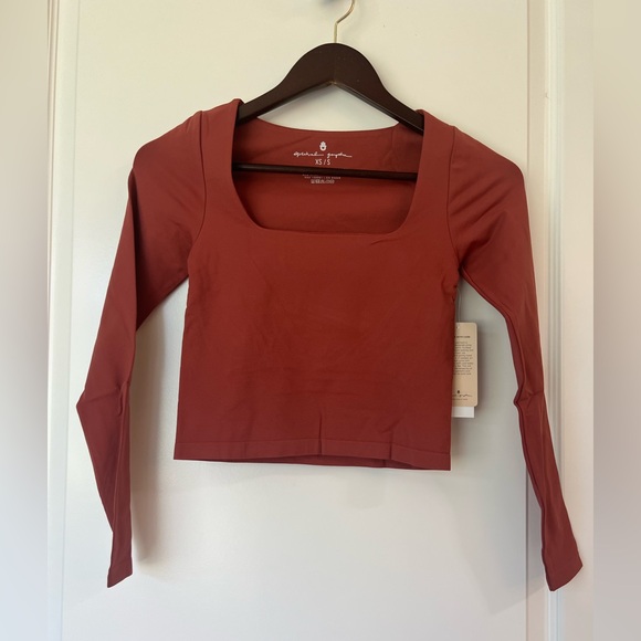 Spiritual Gangster Tops - Spiritual Gangster Anthropology Long Sleeve Rust Crop Top XS/S Yoga Pilates NWT